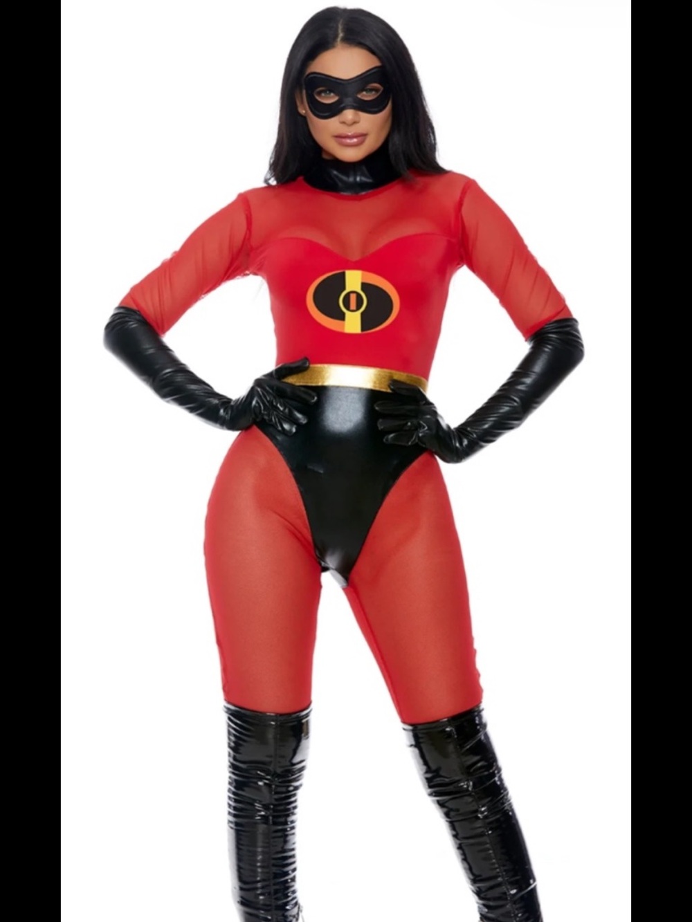 Forplay RED MESH Super Suit The Incredibles Red Black Superhero Womens Size M/L